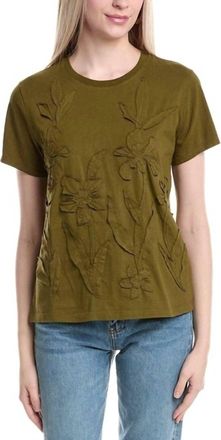 Johnny Was Antoinette Crew Tee In Martini Olive