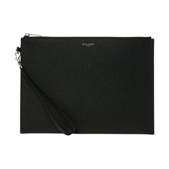 Saint Laurent Accessoires, Heren, Zwart, ONE Size, Leer, Uptown Clutch Classic