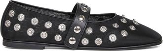 Stella McCartney Stella McCartney Womens Ryder Popper-studded Ballet Flats - Black Leather - Size EU 40