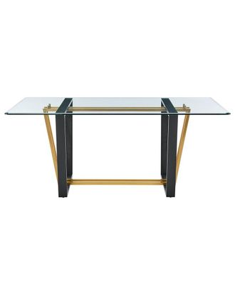 Armen Living Kai 72In Rectangular Dining Table With Glass Tabletop