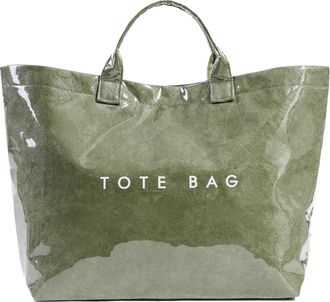 Generic PVC Tote Bag for Women, Large Plastic Tote Bag for Work Letter Print bag Kraft Paper Work Handbags Purses (Dark Green)