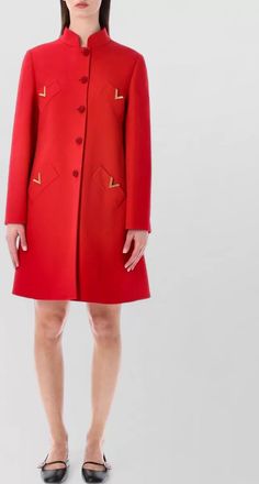 Valentino Garavani wool cashmere coat high collar knee length