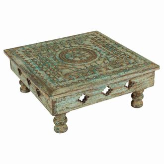 Wanderlust Deco Wanderlust Deco - Mesa Centro De Madera Tallada Acabado Artesanal 33x33x14