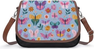 Generic Colorful Butterfly And Floral Fashion Womens Crossbody Bags Novelty Handbag Shoulder Bag Purse