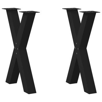 Berkfield Home Dining Table Legs X-Shaped 2 pcs Black 60x(72-73) cm Steel