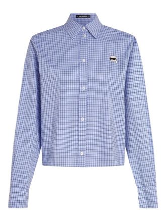 Karl Lagerfeld Ikon checked blouse - women - Cotton - 38 - Blue