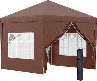 OUTSUNNY 3x3 m Pop Up Gazebo Party Tent Canopy Marquee with Storage Bag Coffee | TJ Hughes