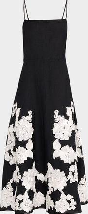 SIMKHAI Annabella Floral Embroidered Midi Dress