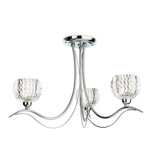 Netlighting Blanche 3 Light Semi Flush Multi Arm Ceiling Light Chrome Moulded Clear Glass G9 in Grey