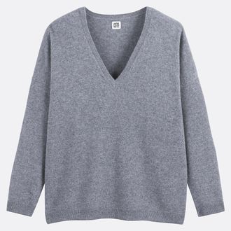 La Redoute Collections Trui van fijn kasjmierbreisel, V-hals, ruim volume