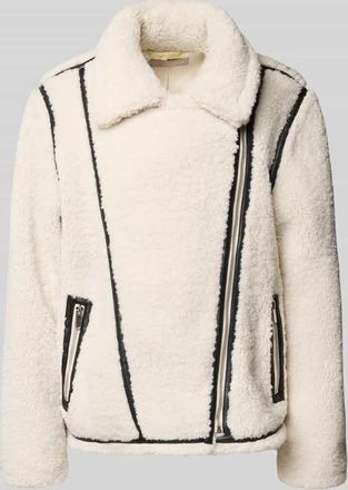 Christian Berg Jacke mit Teddyfell und Umlegekragen in Offwhite, Größe 34