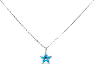 House of Brilliance Sterling Silver Blue Enamel and Diamond Accent Star Pendant Necklace at Nordstrom