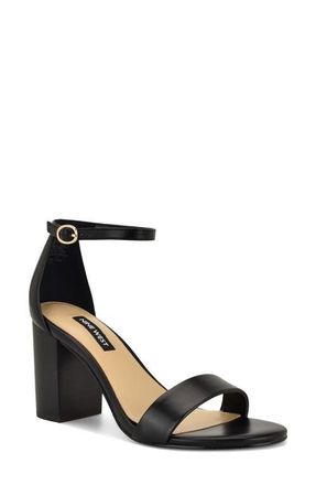Nine West Toniann Ankle Strap Sandal in Black Stacked Heel at Nordstrom, Size 6.5