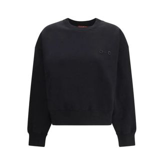 Gucci Katoenen sweatshirt met ronde hals en geribbelde boorden - Dames - Sweatshirts - Zwart - M - Katoen - Hoodies & sweatvesten