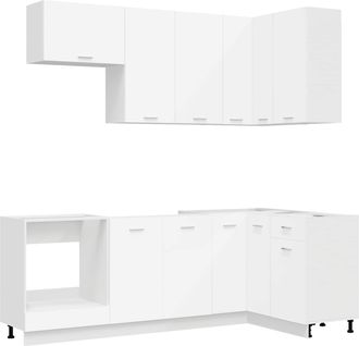 vidaXL Unidad De Cocina Lyon 8 Uds. Blanco Madera De Ingenier&iacute;a Vidaxl