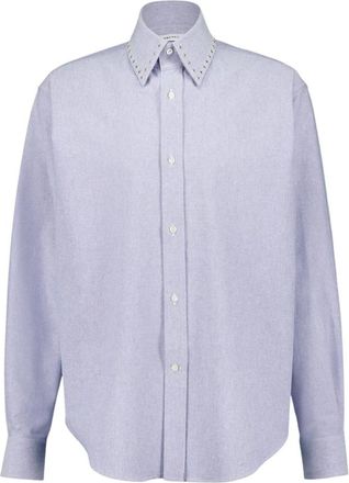 Alexander McQueen Casual Shirts, male, Blue, L, Double Collar Cotton Shirt