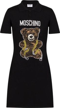 Moschino Vestido de Lana Merino Extrafina con Osito - Dresses - Mujer - Negro - 2XL