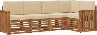 vidaXL Conjunto De Sof&aacute;s De Exterior 5 Uds. Natural Y Beige Poli&eacute;ster Vidaxl