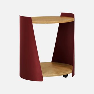Sweeek Mesa Auxiliar De Metal Y Efecto Madera Con Ruedas