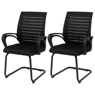 Hhg Juego De 2 Sillas De Conferencia Hhg-584, Sillas De Visitante De Dise&ntilde;o Cantilever, Tejido (250 G/m&sup2;) Mvg, Negro, Estructura Negra