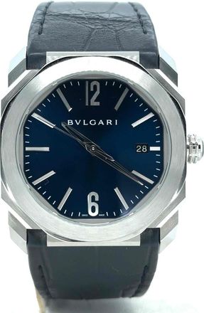 Bulgari Pre-owned Bvlgari Octo Solotempo Blue Dial Mens Watch 102429
