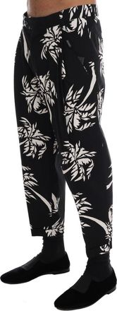 Dolce & Gabbana Mens Black Tree Cotton Stretch Pants