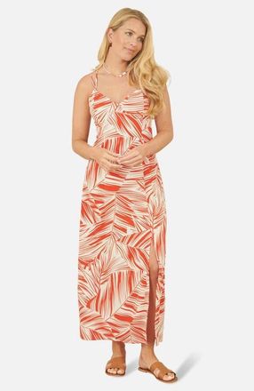 Yumi Sleeveless V-Neck Cross Back Maxi Dress in Orange at Nordstrom, Size 10