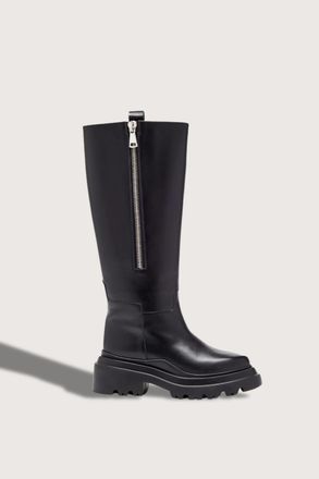 Plan C Womens Chunky Sole Leather Boots In Black