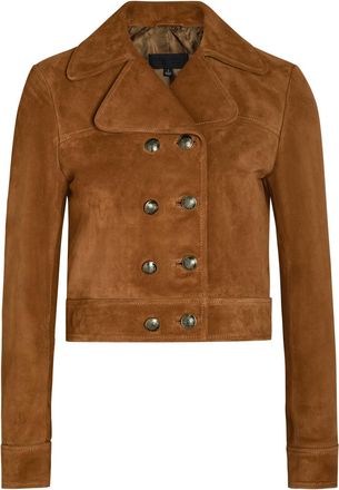 Nili Lotan Cassidy Double-breasted Cropped Suede Jacket - Camel - S (UK8-10 / S)