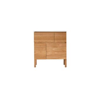 Tikamoon Mueble de ba&ntilde;o de roble macizo y cer&aacute;mica de 80 cm