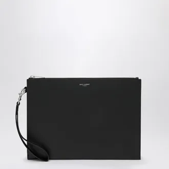 Saint Laurent Tablet holder in black grain de poudre leather