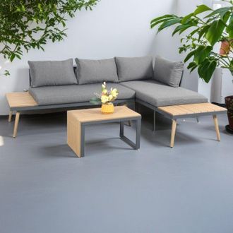Outdoor Living Belmont Metal & Contemporary Poly-Wood Sectional Corner Garden Set in Grey