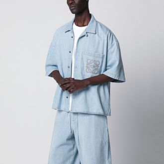 Loewe Washed blue denim short-sleeve shirt