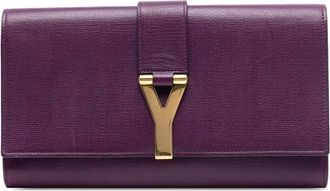 Saint Laurent 2000-2012 Textured Leather Chyc Ligne clutch bag - Viola