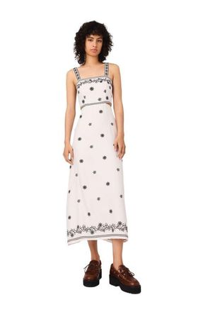 Maje Embroidered cut-out maxi dress in Ecru /Black at Nordstrom, Size 42 Eu