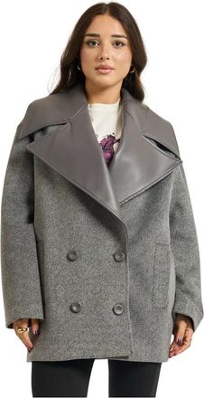 Jijil Jassen, Dames, Grijs, XS, Leer, Double-Breasted Coat