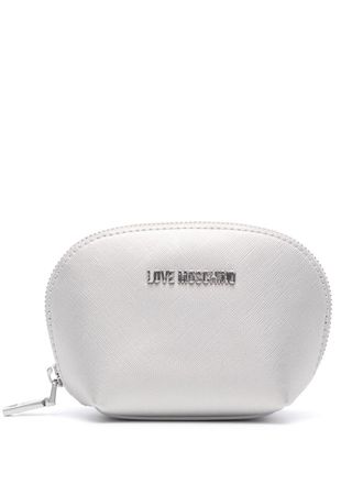 Love Moschino logo-plaque makeup bag - women - Polyurethane - One Size - Silver