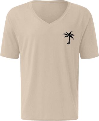 Generic Same Day Delivery Summer Tops for Men UK Mens Summer Beach Coconut Print V Neck Short Sleeved T Shirt Smart Casual Dress T Shirts for Men UK Fashion C