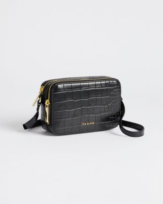 Ted Baker Croc Effect Camera Bag in Black STINA, Womens Accessories