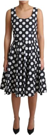 Dolce & Gabbana Blauwe Polka Dot A-lijn Jurk - Dames - Casual kleedjes - Veelkleurig - S - Katoen - Kleedjes