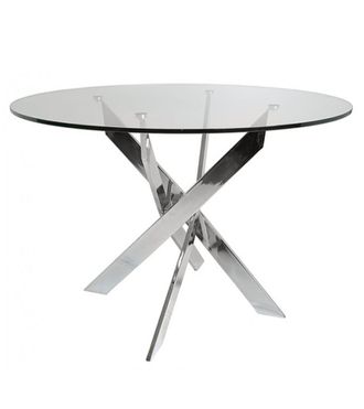 Home Heavenly Mesa comedor redonda &oslash;110 cm de cristal templado patas metal