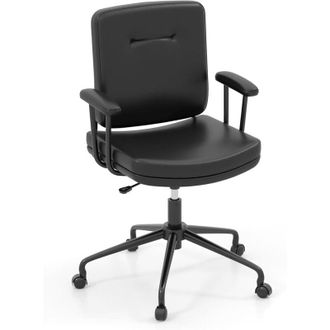 Costway Costway - Home Office Chair Small Desk Chair w/Adjustable Height & Wheels-Black