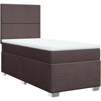 vidaXL Vidaxl - Cama Box Spring Con Colch&oacute;n Tela Marr&oacute;n Oscuro 90x200 Cm
