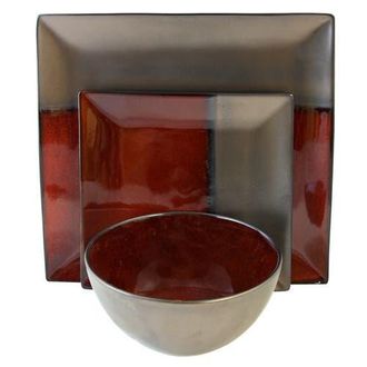 Gibson Home Decadence 12-Piece Square Dinnerware Set in Red at Nordstrom