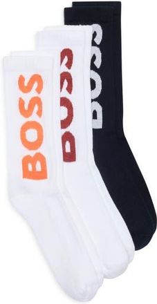 BOSS 3-Pack Logo Ribbed Crew Socks in Open Miscellaneous at Nordstrom Rack, Size 7-13