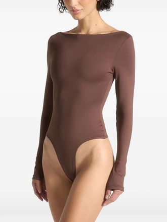 Mani&egrave;re De Voir &Eacute;va boat-neck long-sleeve bodie - women - Viscose/Nylon - 14 - Brown
