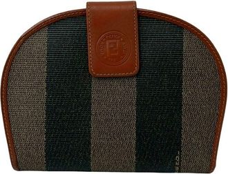 Fendi Black Brown Khaki Leather Pvc Wallet (Bi-Fold) (Pre-Owned)