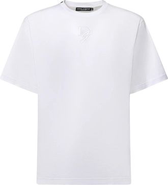 Dolce & Gabbana Katoenen T-shirt met Logo Borduursel - Heren - T-shirts - Wit - XL - Katoen - Tops