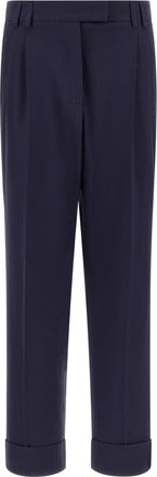 Alberto Biani Dark Blue Straight Pleated Pants
