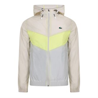 Lacoste Heren-anorak: blousonjas met kleurblokken (Grijs/Limoen/Lichtblauw)